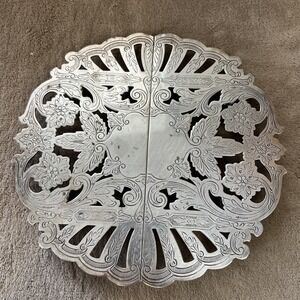 Wallace 7332 Silverplated Floral Expandable Trivet Hot Plate Stand Vintage